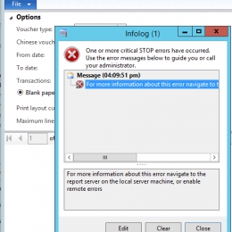 Dynamics AX Error:For more information about this error navigate to the report..